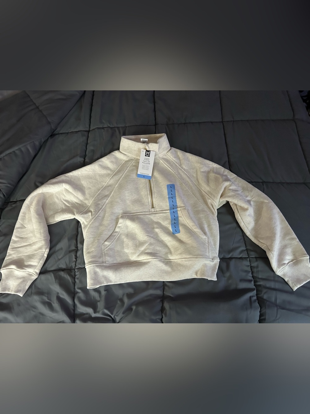 Women's Quarter-Zip Pullover Hoodie - Light Beige